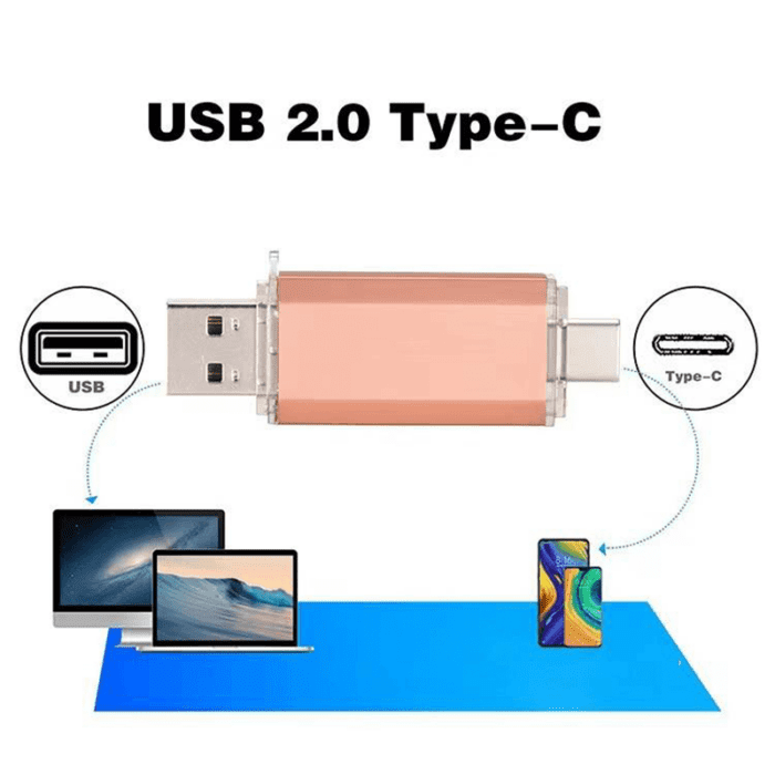 TU-274-2-во-1 шарен метален USB флеш драјв (USB+Type-C)-2 во 1 шарен метален USB флеш-уред (USB+Type-C)