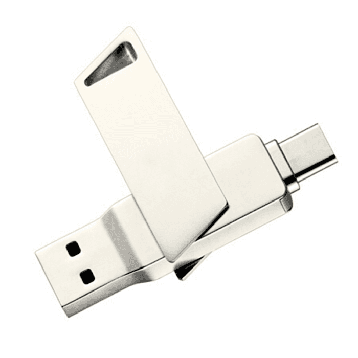 TUD-275-2-in-1 ype-C ۽ USB ڊرائيور-2 ۾ 1 ڌاتو گھمڻ واري U ڊسڪ USB+Type-C