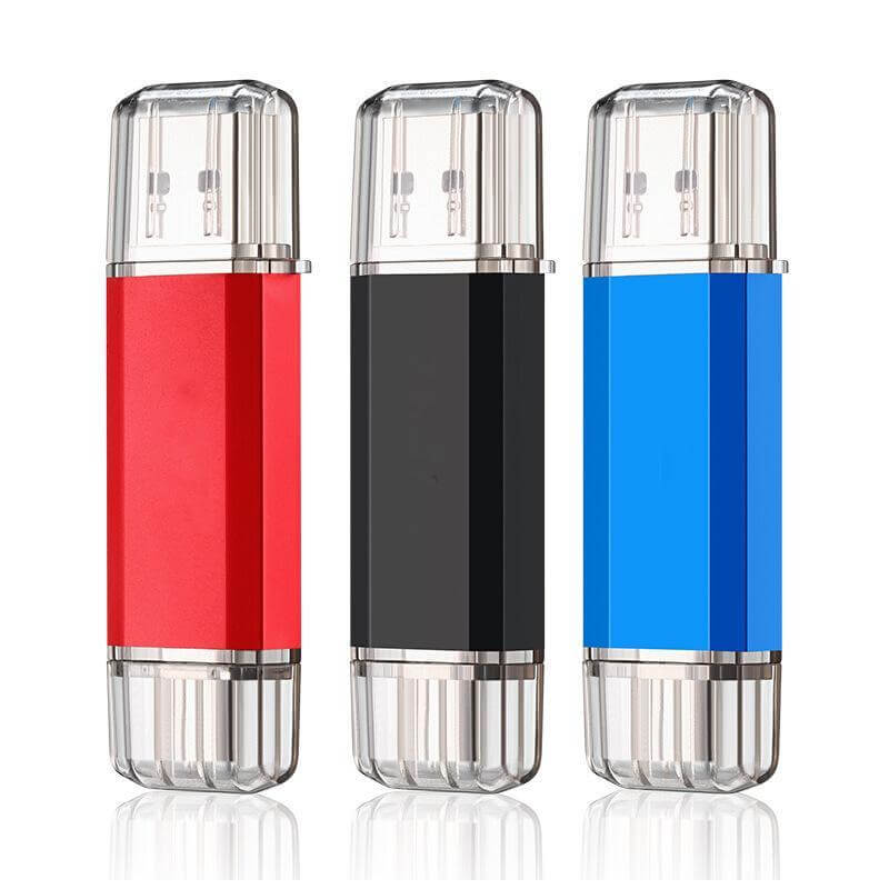 TU-274-2-in-1 colorful metal USB flash drive (USB+Type -C)-2合1彩色金属U盘（USB+Type-C）