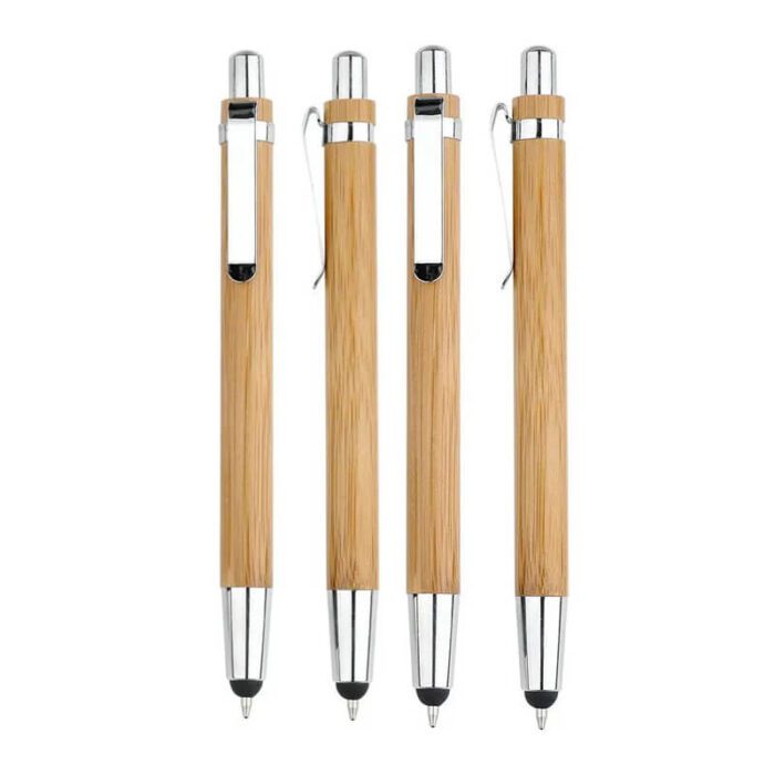 PEN-463-Bamboo ballpoint pen with stylus-带触控笔的竹子圆珠笔
