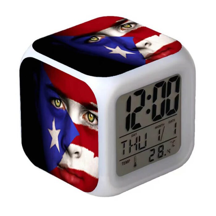 AC-434-7 thay đổi màu sắc Nhiệt kế kỹ thuật số đồng hồ báo thức led cube-Nhiệt kế phát sáng đầy màu sắc đồng hồ báo thức ánh sáng ban đêm
