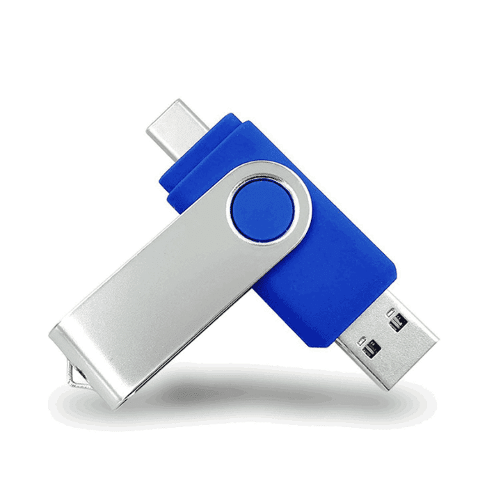 TU-271-2-en-1 Tipo-C e controlador USB-2 en 1 disco metálico giratorio en U USB+Tipo-C