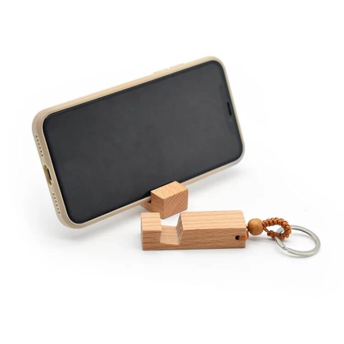 PH-346-Keychain Wood Phone Holder-钥匙扣木质手机支架