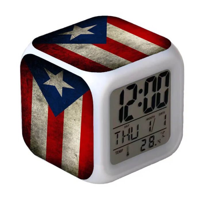 AC-434-7 colors changed Digital Thermometer led cube alarm clock-七彩发光温度计小夜灯闹钟
