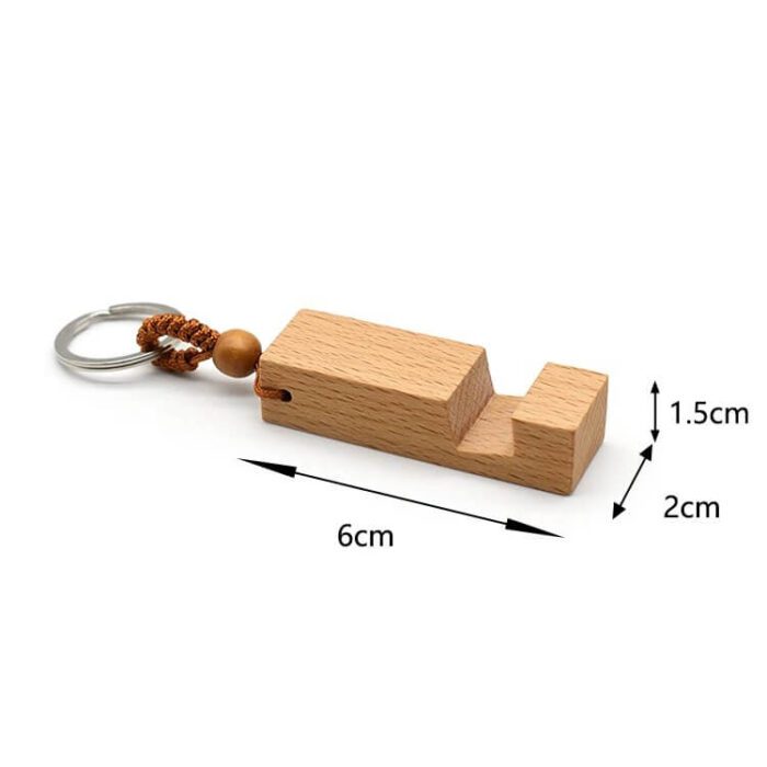 PH-346-Keychain Wood Phone Holder-钥匙扣木质手机支架