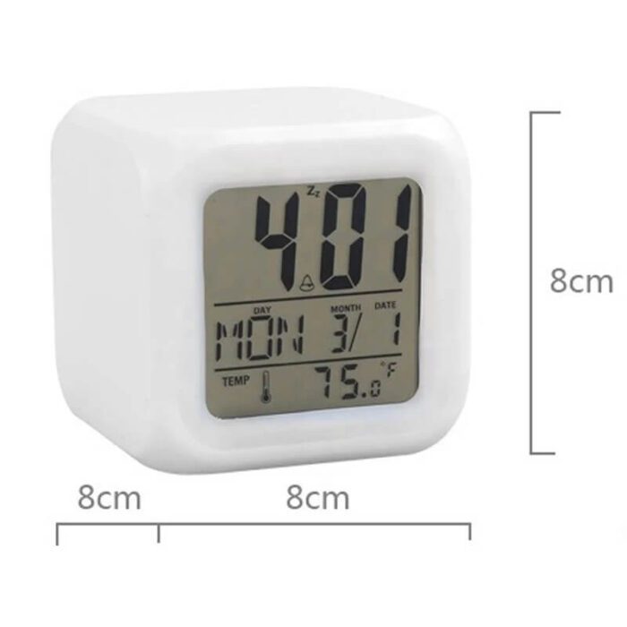 AC-434-7 изменены цвета Цифровой термометр со светодиодным кубом-будильником-Красочный светящийся термометр ночник будильник