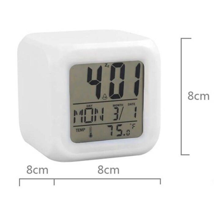 AC-434-7 colors changed Digital Thermometer led cube alarm clock-七彩发光温度计小夜灯闹钟