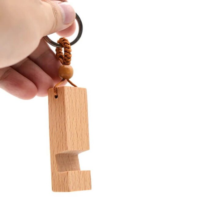 PH-346-Keychain Wood Phone Holder-钥匙扣木质手机支架