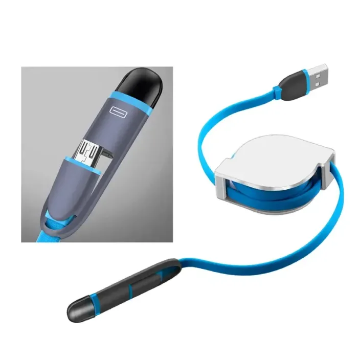 CC-347-2in1 Kabel Ngecas Retractable pikeun iPhone&Android-2 in 1 Kabel Ngecas Retractable