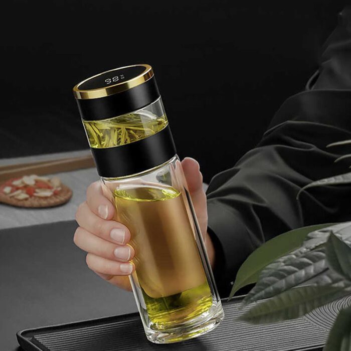 智能显温茶水分离杯-Intelligent temperature-indicating tea-water separator cup