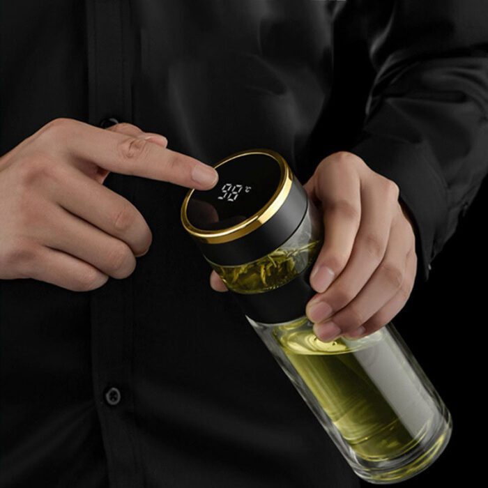 智能显温茶水分离杯-Intelligent temperature-indicating tea-water separator cup