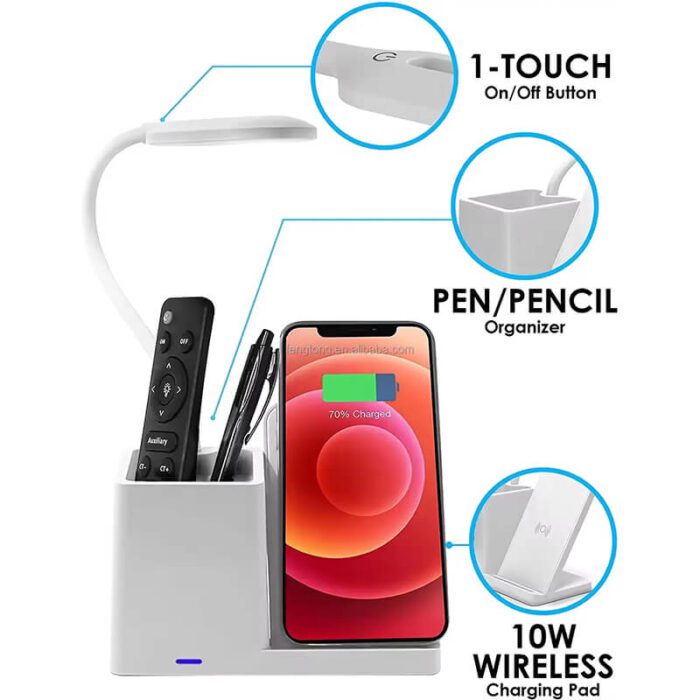 3 in 1 Wireless Charger with Pen Holder and Desk Lamp