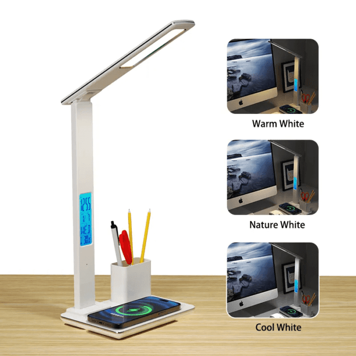 Lamp with Wireless Charger Calender and Alarm Clock