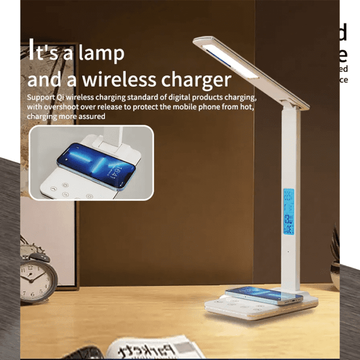 Lamp with Wireless Charger, Calender and Alarm Clock