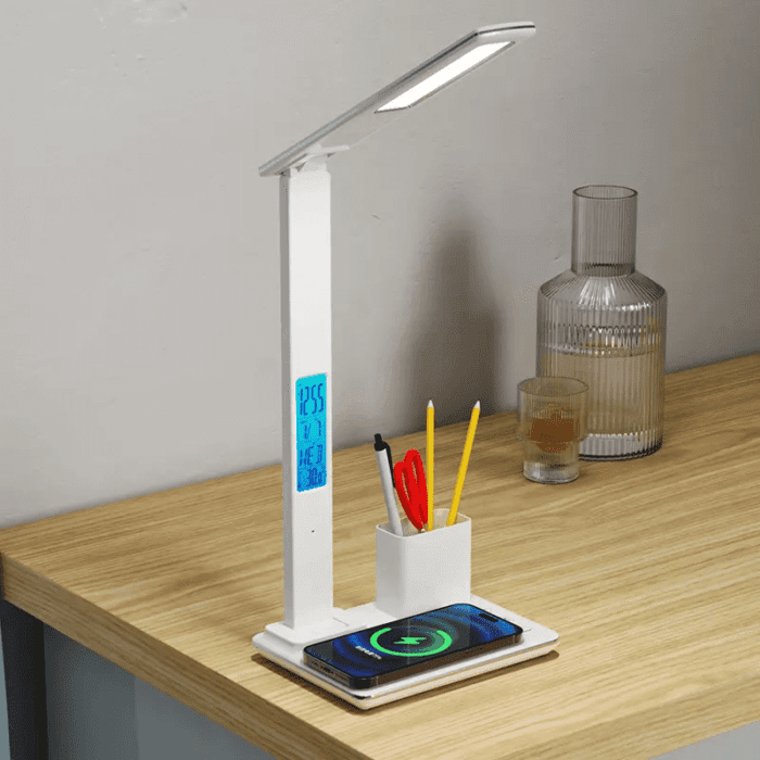 Lamp with Wireless Charger Calender and Alarm Clock