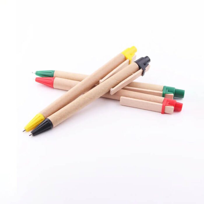Eco-friendly kraft paper ballpoint pen with wooden clip - Image 2