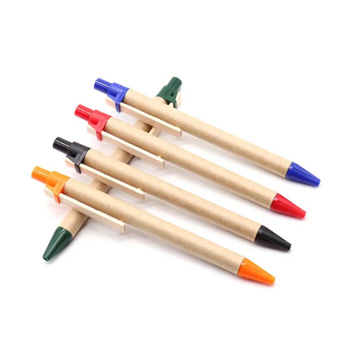 Eco-friendly kraft paper ballpoint pen with wooden clip - Image 3