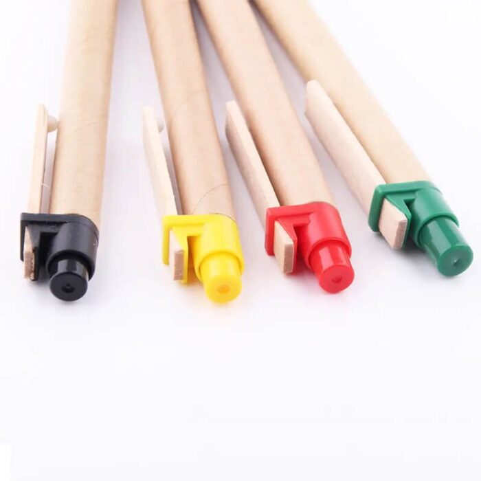 Eco-friendly kraft paper ballpoint pen with wooden clip - Image 4