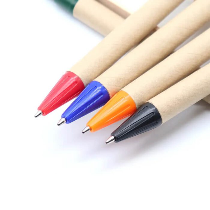 Eco-friendly kraft paper ballpoint pen with wooden clip - Image 5