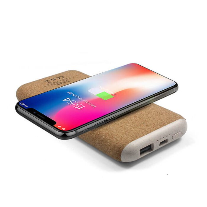 Eco-friendly wheat straw powerbank cork wireless charger - Image 2