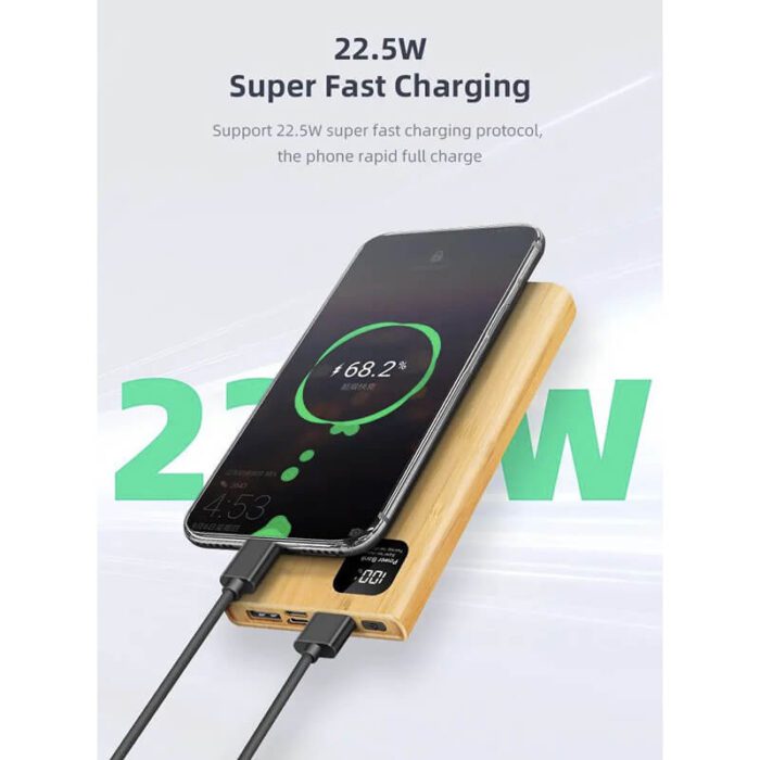 Eco-friendly bamboo fast charging powerbank 22.5W 10000mAh - Image 3
