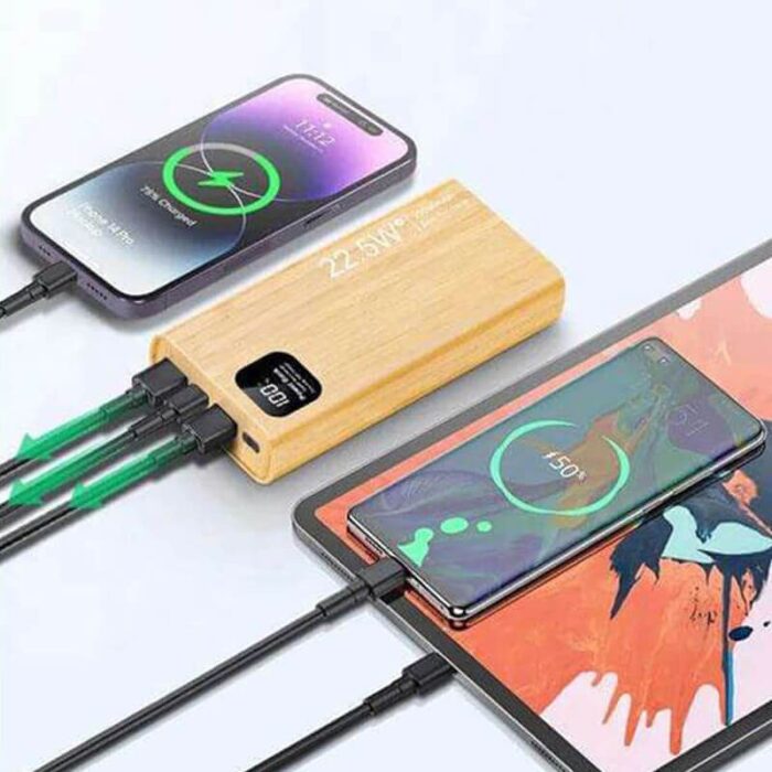Eco-friendly bamboo fast charging powerbank 22.5W 30000mAh - Image 2