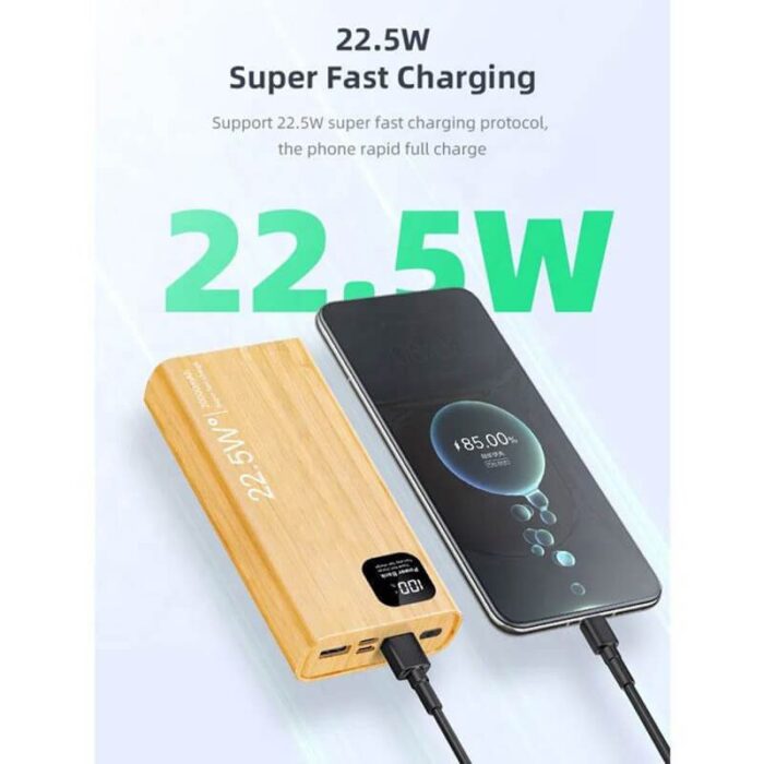 Eco-friendly bamboo fast charging powerbank 22.5W 30000mAh - Image 3