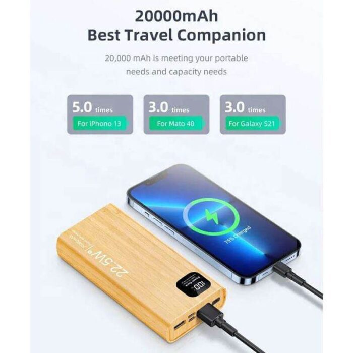 Eco-friendly bamboo fast charging powerbank 22.5W 30000mAh - Image 5